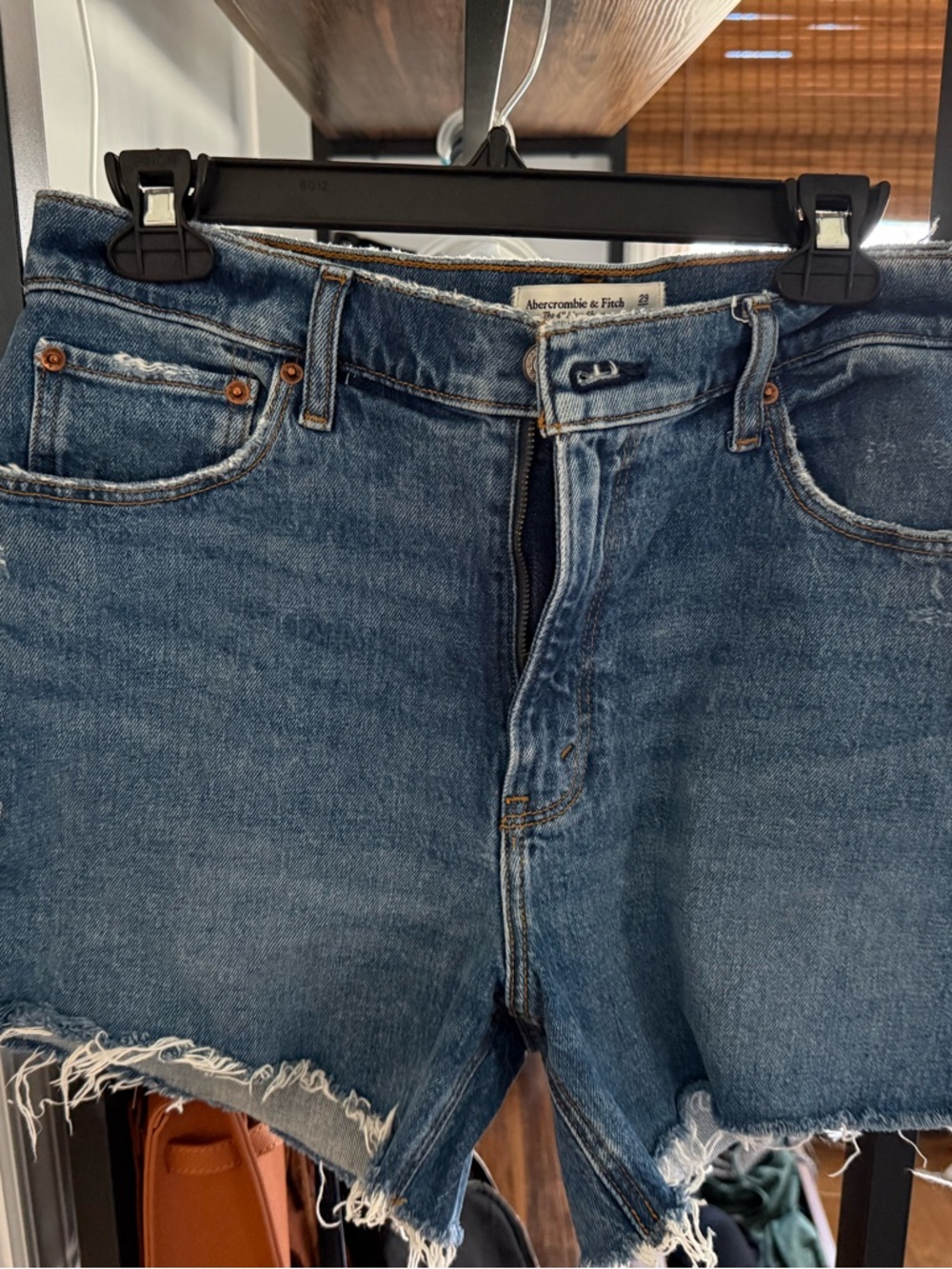 Abercrombie & Fitch Light Blue High-Rise Mom Shorts